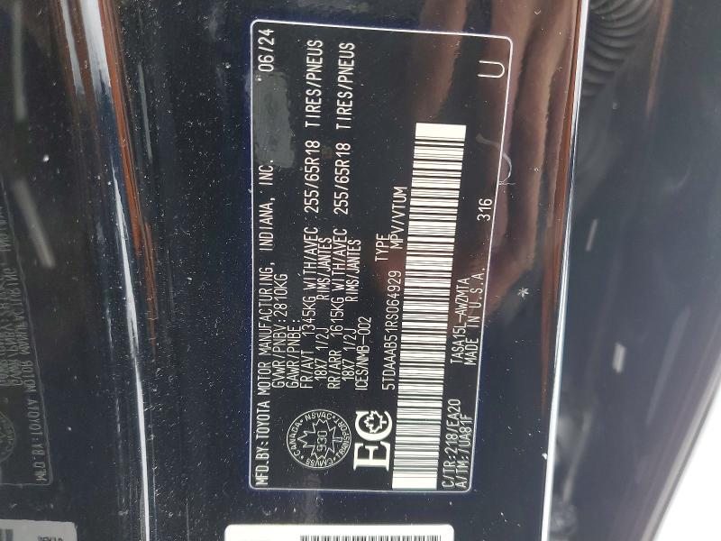 Aukcja sprzedaży 2024 Toyota Grand Highlander, vin: 5TDAAAB51RS064929, numer aukcji: 75936555