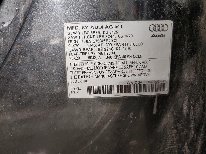 76135275 :رقم المزاد ، WA1DGAFE3CD003441 vin ، 2012 Audi Q7 مزاد بيع