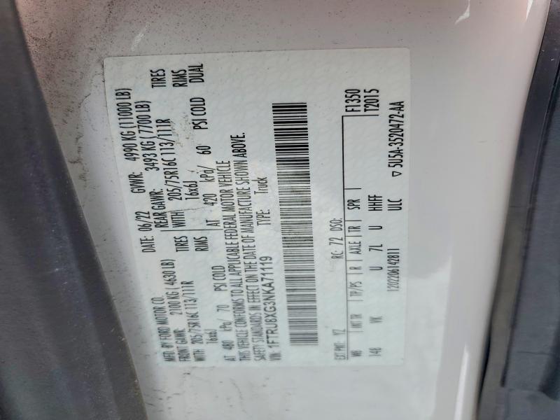 Aukcja sprzedaży 2022 Ford Transit, vin: 1FTRU8XG3NKA71119, numer aukcji: 76720195