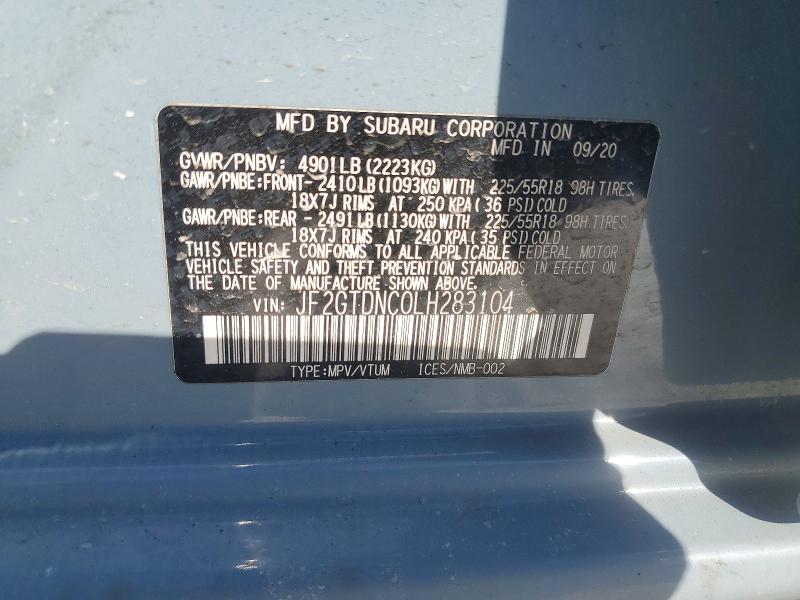 Aukcja sprzedaży 2020 Subaru Crosstrek, vin: JF2GTDNC0LH283104, numer aukcji: 78496575