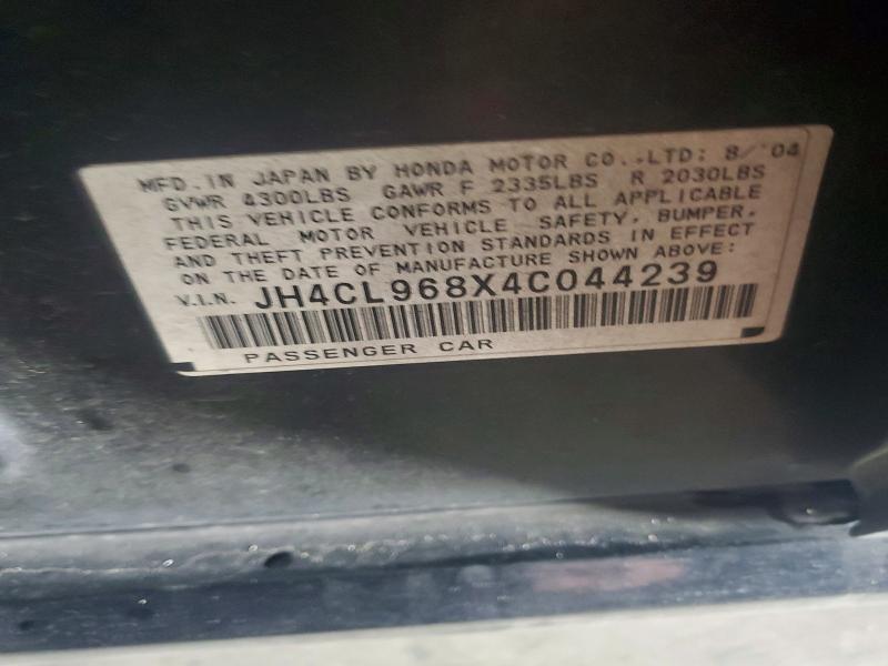 Aukcja sprzedaży 2004 Acura Tsx, vin: JH4CL968X4C044239, numer aukcji: 77585425