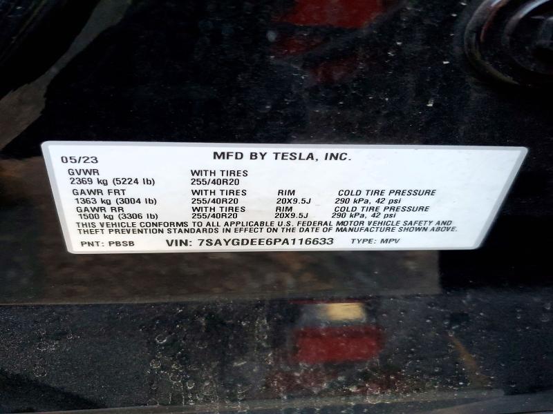 Aukcja sprzedaży 2023 Tesla Model Y, vin: 7SAYGDEE6PA116633, numer aukcji: 75971895