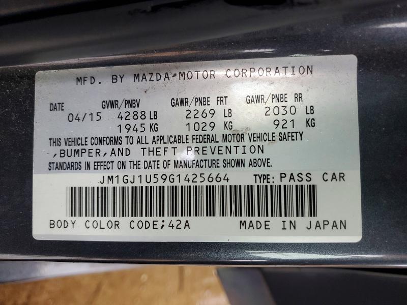 Aukcja sprzedaży 2016 Mazda 6, vin: JM1GJ1U59G1425664, numer aukcji: 75859585