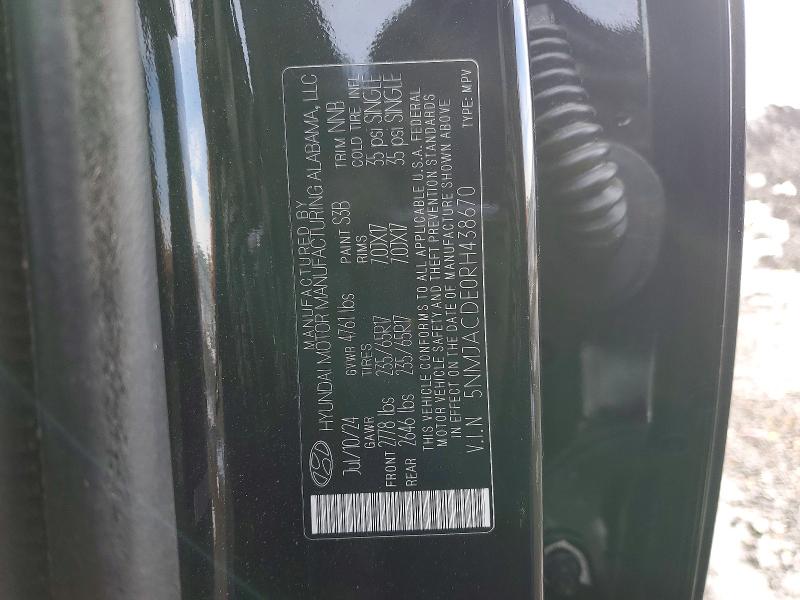 Aukcja sprzedaży 2024 Hyundai Tucson, vin: 5NMJACDE0RH438670, numer aukcji: 74833115