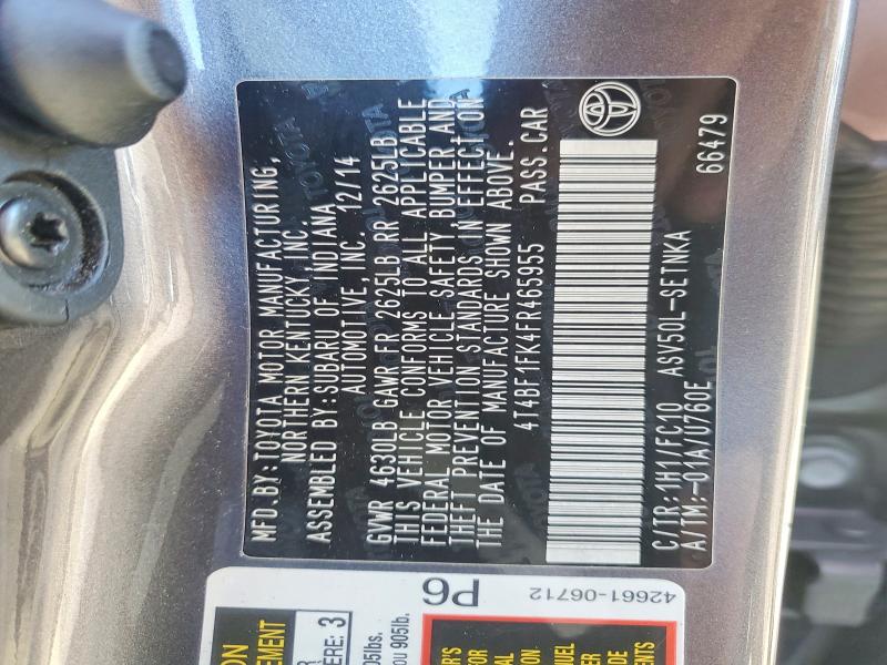 Продаж на аукціоні авто 2015 Toyota Camry, vin: 4T4BF1FK4FR465955, номер лоту: 78553575