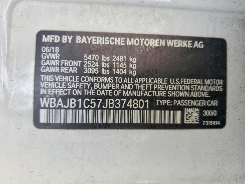 Aukcja sprzedaży 2018 Bmw 530xe, vin: WBAJB1C57JB374801, numer aukcji: 75873285