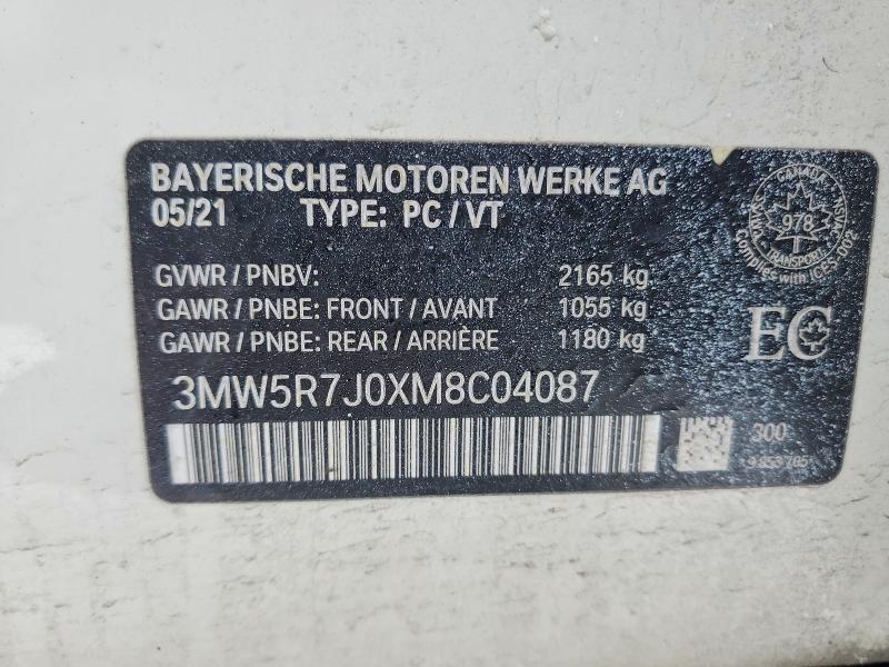 78281635 :رقم المزاد ، 3MW5R7J0XM8C04087 vin ، 2021 Bmw Motorrad 330xi مزاد بيع
