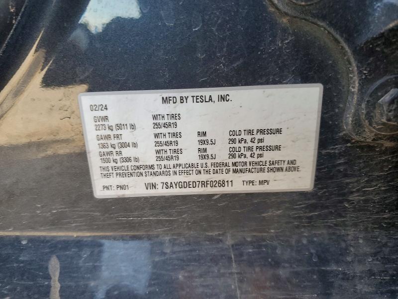 Aukcja sprzedaży 2024 Tesla Model Y, vin: 7SAYGDED7RF026811, numer aukcji: 79207655