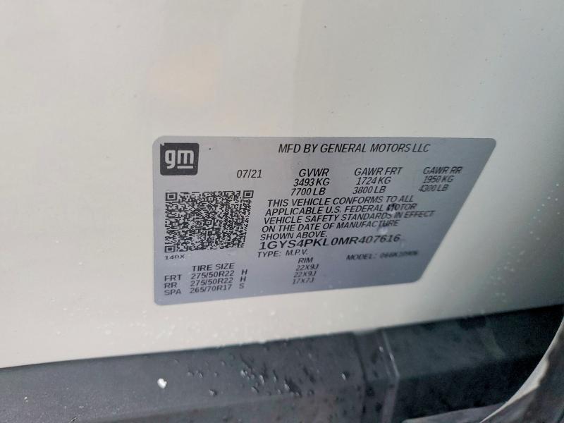 Продаж на аукціоні авто 2021 Cadillac Escalade, vin: 1GYS4PKL0MR407616, номер лоту: 77802865
