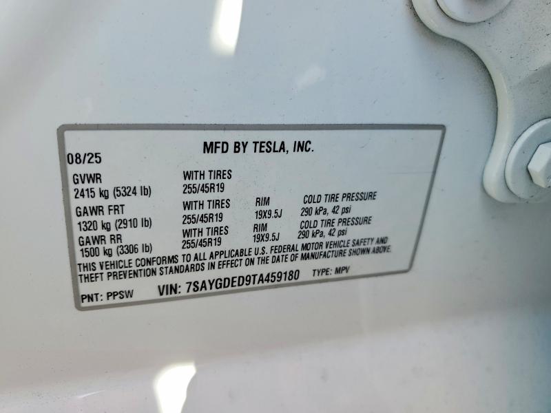 Продаж на аукціоні авто 2026 Tesla Model Y, vin: 7SAYGDED9TA459180, номер лоту: 77405475
