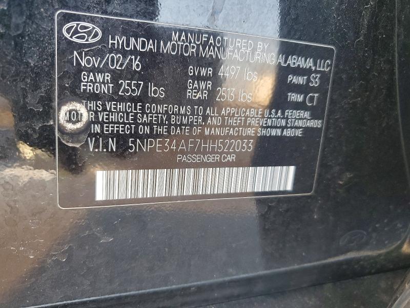 77690945 :رقم المزاد ، 5NPE34AF7HH522033 vin ، 2017 Hyundai Sonata مزاد بيع