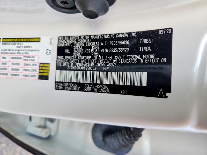 77931205 :رقم المزاد ، 2T2HZMDAXMC258603 vin ، 2021 Lexus Rx 350 مزاد بيع