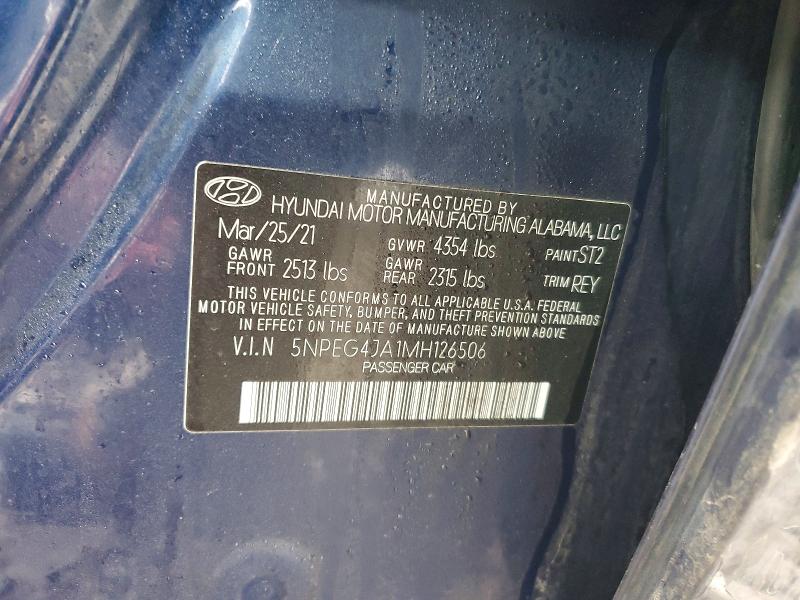 Aukcja sprzedaży 2021 Hyundai Sonata, vin: 5NPEG4JA1MH126506, numer aukcji: 77563785