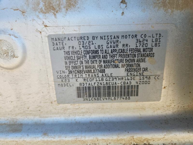2021 Nissan Versa მანქანა იყიდება აუქციონზე, vin: 3N1CN8EV4ML877488, აუქციონის ნომერი: 79236655