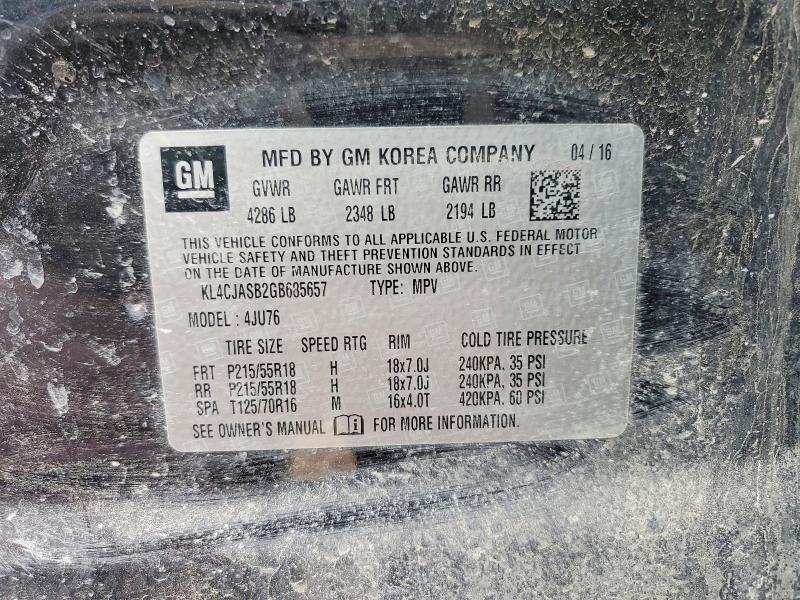 Aukcja sprzedaży 2016 Buick Encore, vin: KL4CJASB2GB685657, numer aukcji: 72637295
