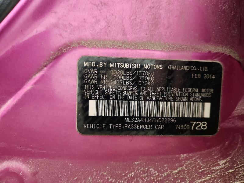 Продаж на аукціоні авто 2014 Mitsubishi Mirage, vin: ML32A4HJ4EH022296, номер лоту: 77866155