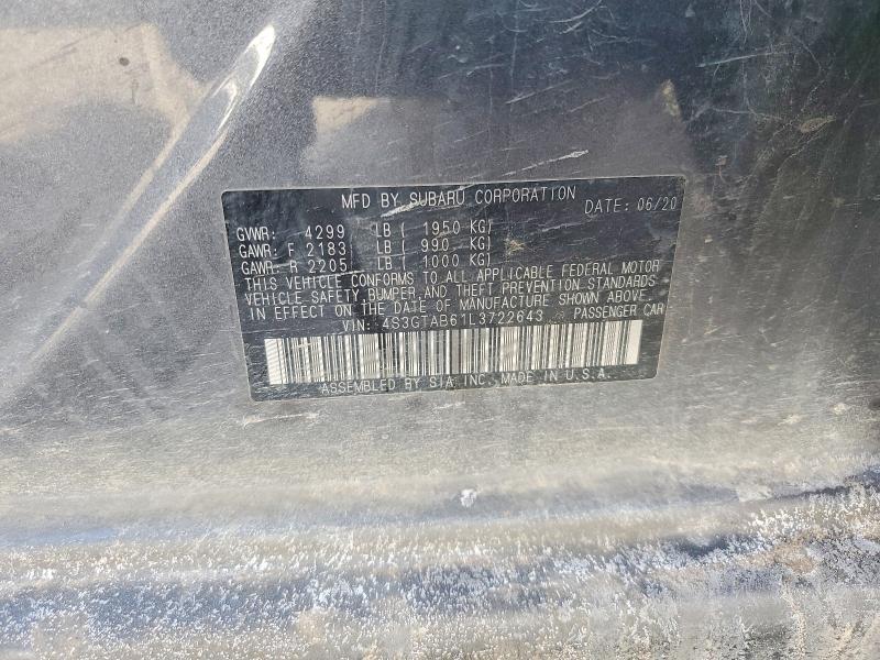 2020 Subaru Impreza მანქანა იყიდება აუქციონზე, vin: 4S3GTAB61L3722643, აუქციონის ნომერი: 75188225