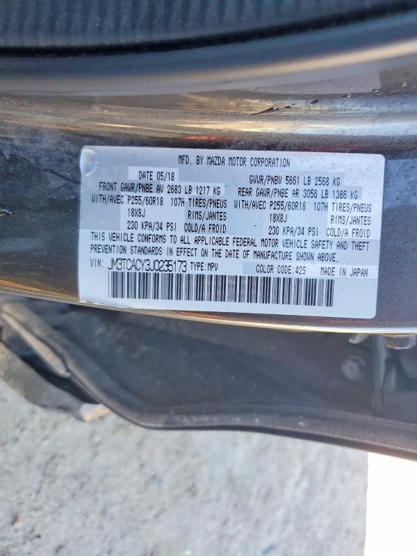Продаж на аукціоні авто 2018 Mazda Cx-9, vin: JM3TCACY3J0235173, номер лоту: 76733415