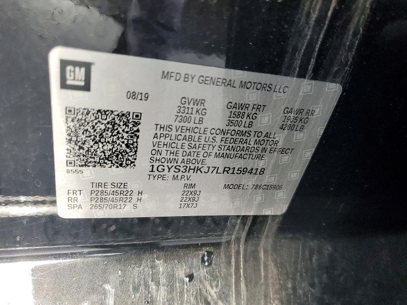 2020 Cadillac Escalade მანქანა იყიდება აუქციონზე, vin: 1GYS3HKJ7LR159418, აუქციონის ნომერი: 76764745