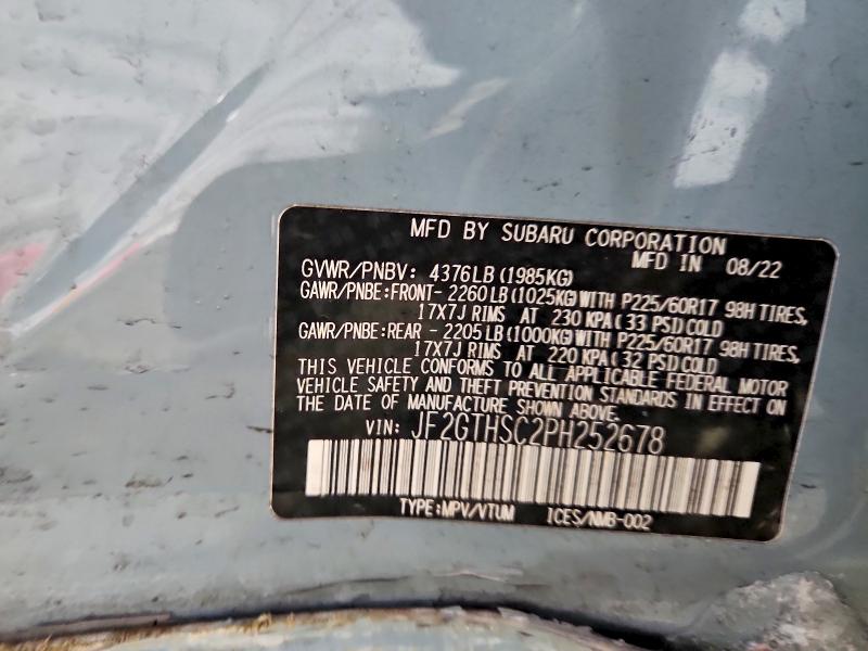 Aukcja sprzedaży 2023 Subaru Crosstrek, vin: JF2GTHSC2PH252678, numer aukcji: 74979405