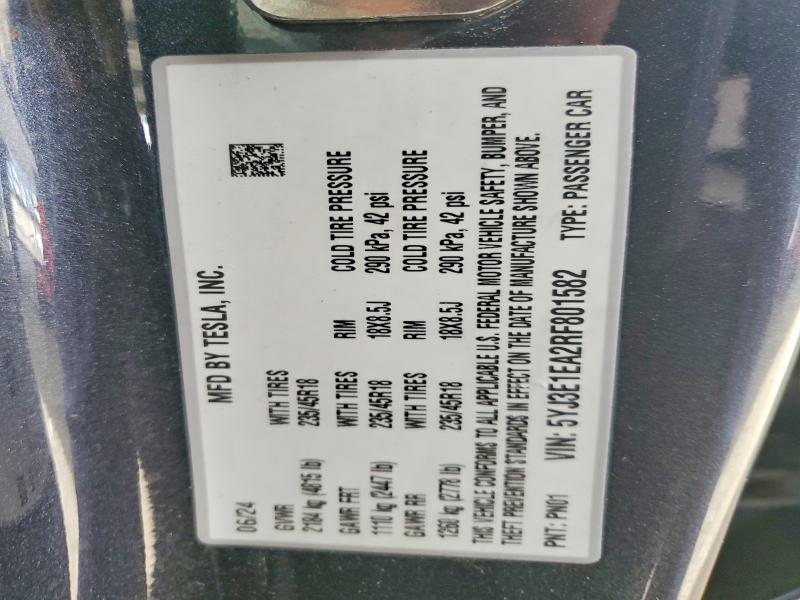 Aukcja sprzedaży 2024 Tesla Model 3, vin: 5YJ3E1EA2RF801582, numer aukcji: 77956645