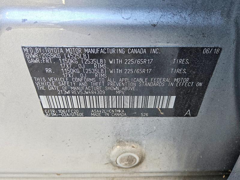2018 Toyota Rav4 მანქანა იყიდება აუქციონზე, vin: 2T3WFREV5JW484309, აუქციონის ნომერი: 76973625