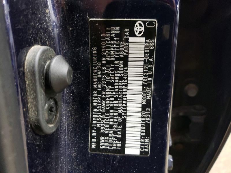 Aukcja sprzedaży 2021 Toyota Corolla, vin: 5YFEPMAE0MP164024, numer aukcji: 76992355