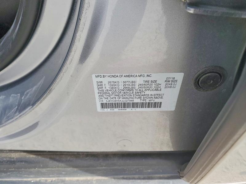 Auction sale of the 2018 Acura Mdx, vin: 5J8YD4H5XJL027948, lot number: 78875965