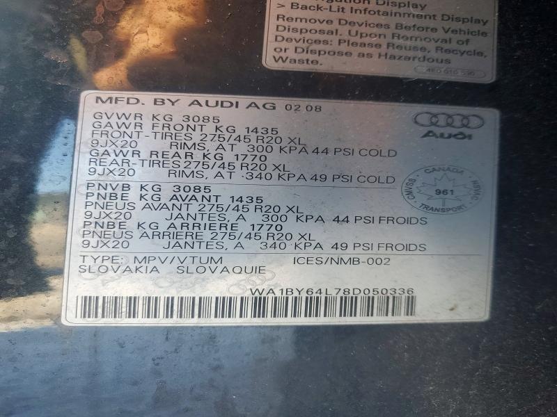Продажа на аукционе авто 2008 Audi Q7, vin: WA1BY64L78D050336, номер лота: 76695495