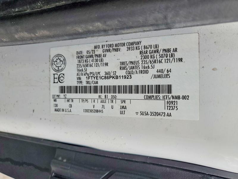 Продаж на аукціоні авто 2023 Ford Transit, vin: 1FTYE1C86PKB11923, номер лоту: 76729205