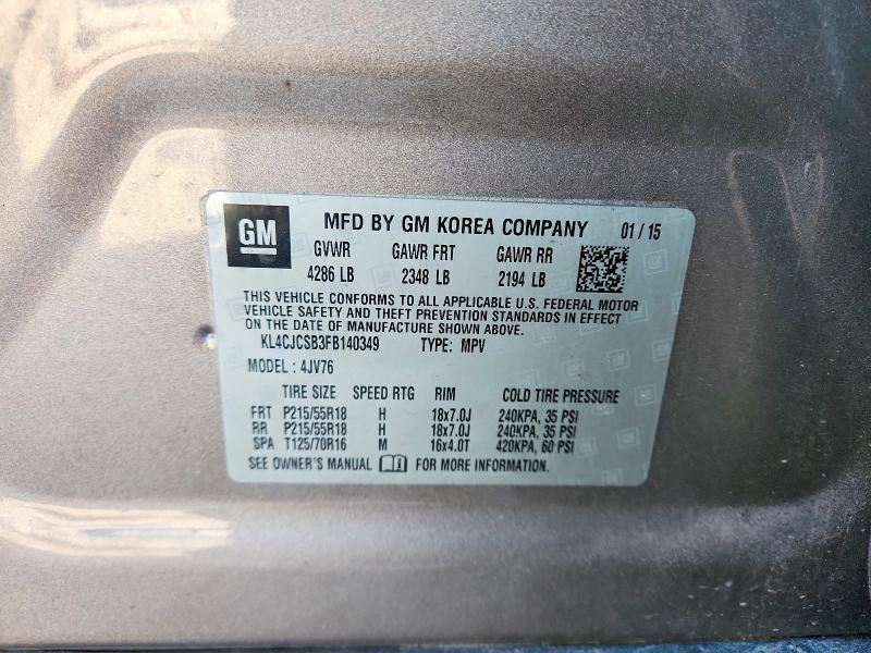 Продажа на аукционе авто 2015 Buick Encore, vin: KL4CJCSB3FB140349, номер лота: 75565595