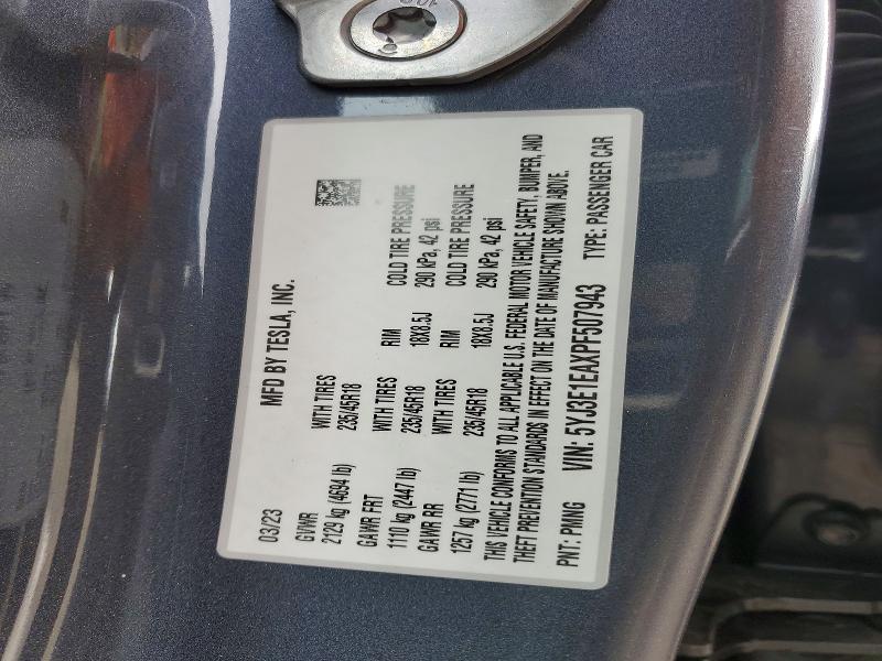 Aukcja sprzedaży 2023 Tesla Model 3, vin: 5YJ3E1EAXPF507943, numer aukcji: 78368345