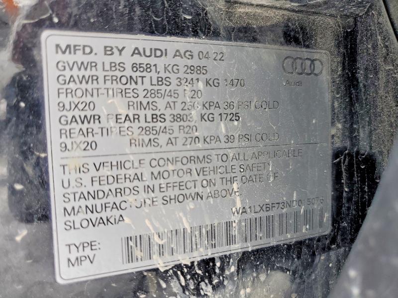 Aukcja sprzedaży 2022 Audi Q7, vin: WA1LXBF73ND015076, numer aukcji: 77886125