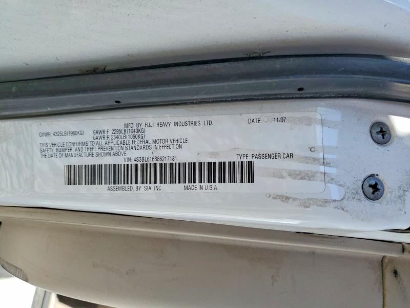 Продаж на аукціоні авто 2008 Subaru Legacy, vin: 4S3BL616886217181, номер лоту: 77952515