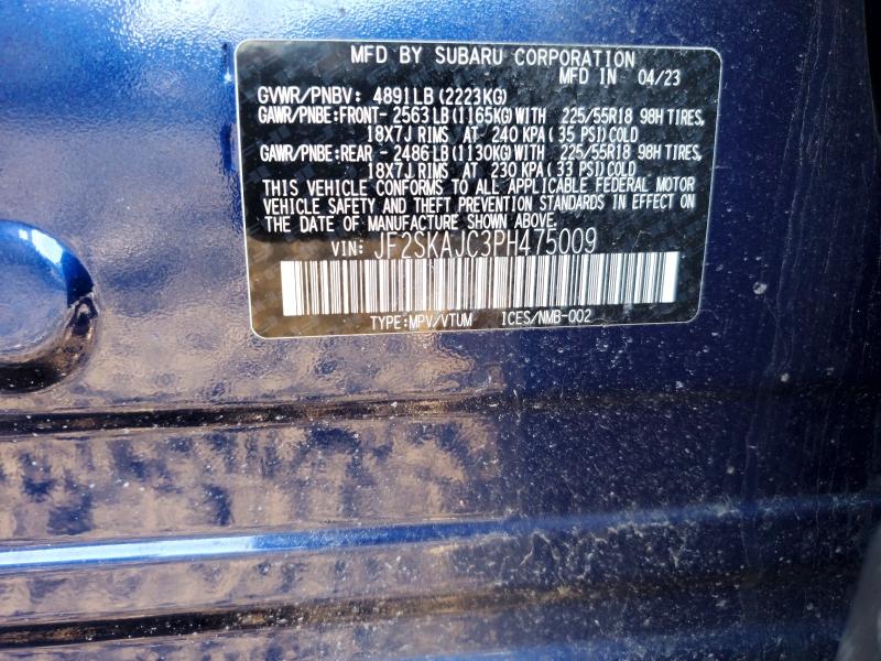 77748965 :رقم المزاد ، JF2SKAJC3PH475009 vin ، 2023 Subaru Forester مزاد بيع