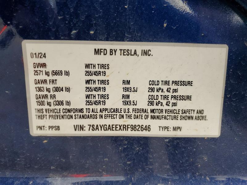 Продаж на аукціоні авто 2024 Tesla Model Y, vin: 7SAYGAEEXRF982646, номер лоту: 74909145