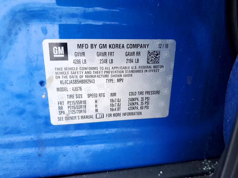 Aukcja sprzedaży 2017 Buick Encore, vin: KL4CJASB5HB092943, numer aukcji: 76257665