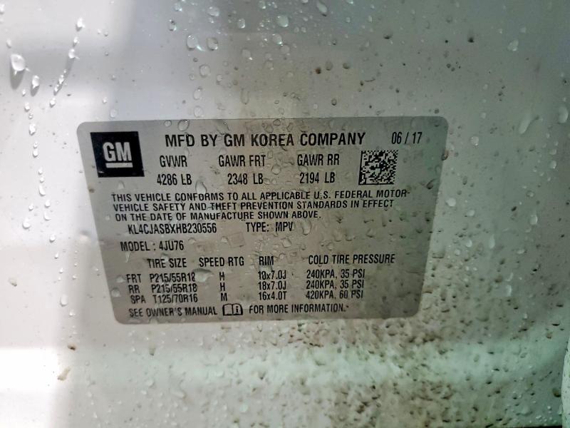 78365475 :رقم المزاد ، KL4CJASBXHB230556 vin ، 2017 Buick Encore مزاد بيع