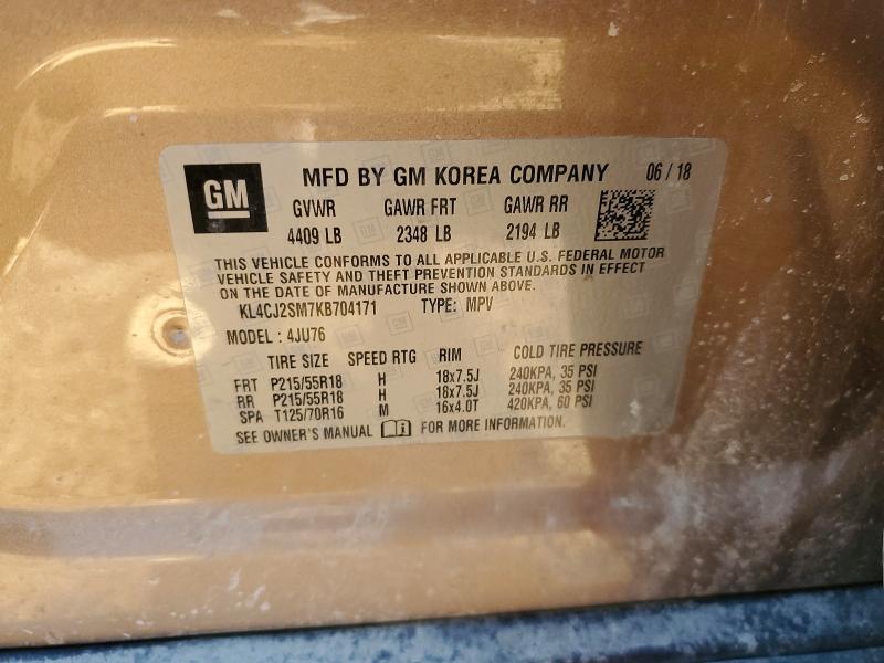 76786715 :رقم المزاد ، KL4CJ2SM7KB704171 vin ، 2019 Buick Encore مزاد بيع