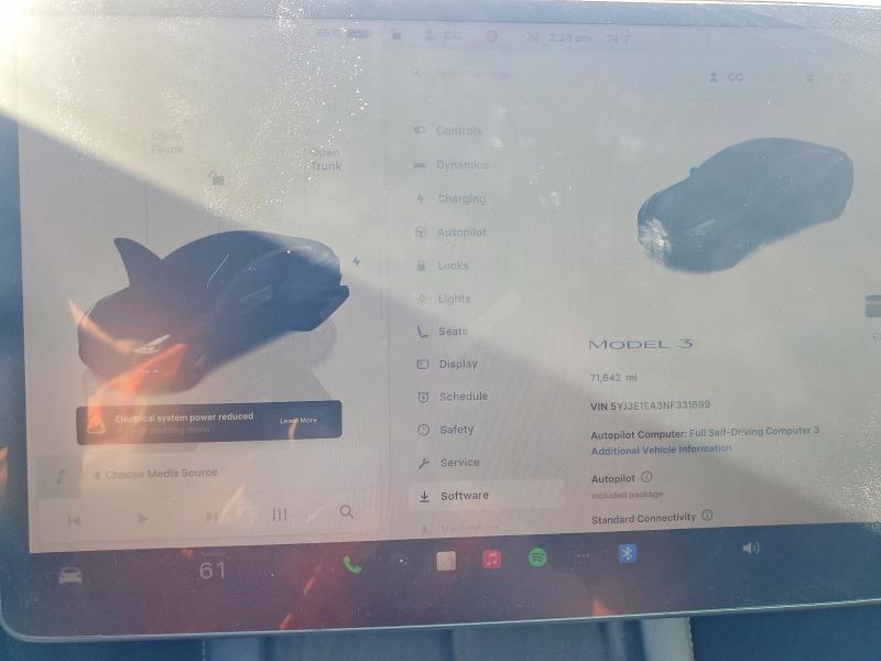 77382405 :رقم المزاد ، 5YJ3E1EA3NF331699 vin ، 2022 Tesla Model 3 مزاد بيع