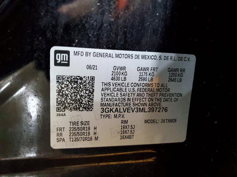 Aukcja sprzedaży 2021 Gmc Terrain, vin: 3GKALVEV3ML397276, numer aukcji: 77976315
