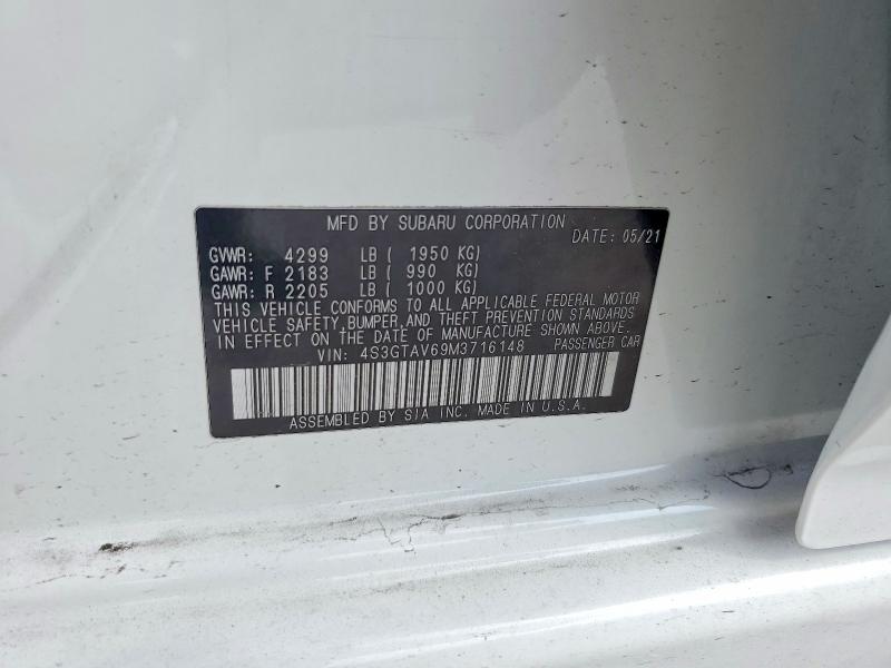 78342265 :رقم المزاد ، 4S3GTAV69M3716148 vin ، 2021 Subaru Impreza مزاد بيع