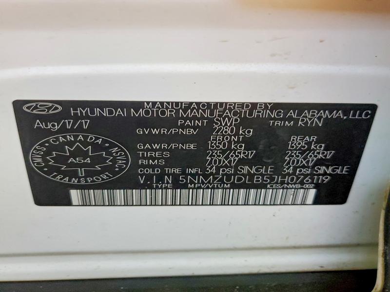 Продажа на аукционе авто 2018 Hyundai Santa Fe Sport, vin: 5NMZUDLB5JH076119, номер лота: 74737435