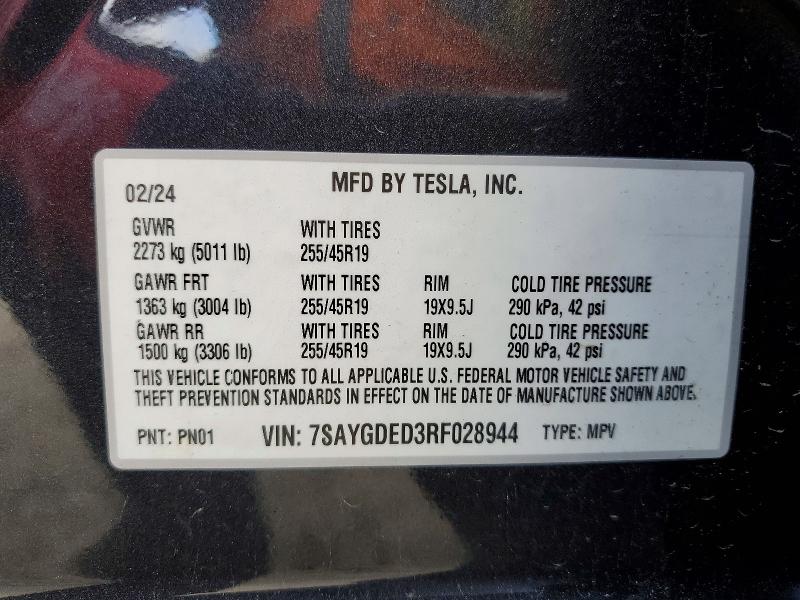 Aukcja sprzedaży 2024 Tesla Model Y, vin: 7SAYGDED3RF028944, numer aukcji: 77799405