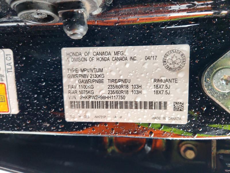 Продаж на аукціоні авто 2017 Honda Cr-v, vin: 2HKRW2H98HH117750, номер лоту: 77141595