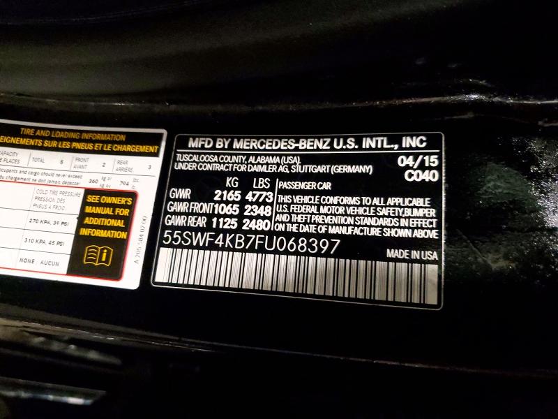 Продажа на аукционе авто 2015 Mercedes-benz C, vin: 55SWF4KB7FU068397, номер лота: 77975045