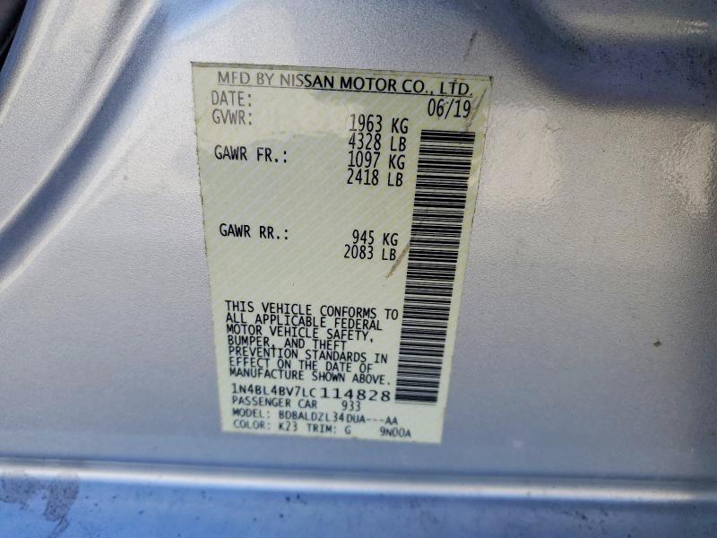 2020 Nissan Altima მანქანა იყიდება აუქციონზე, vin: 1N4BL4BV7LC114828, აუქციონის ნომერი: 78064505