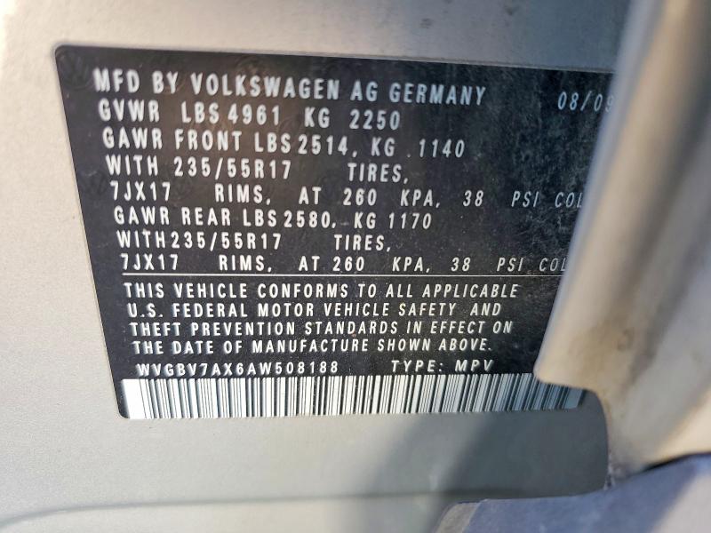Продажа на аукционе авто 2010 Volkswagen Tiguan, vin: WVGBV7AX6AW508188, номер лота: 79183305