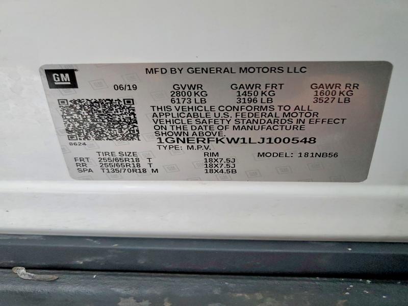 2020 Chevrolet Traverse მანქანა იყიდება აუქციონზე, vin: 1GNERFKW1LJ100548, აუქციონის ნომერი: 75911015