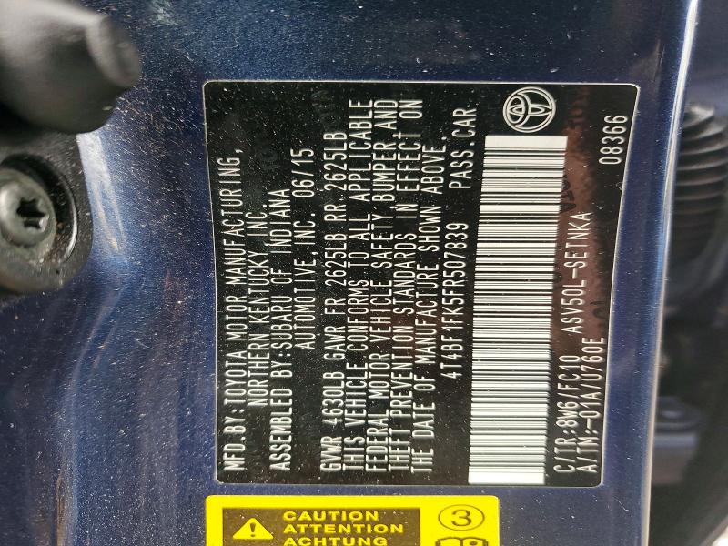 Продаж на аукціоні авто 2015 Toyota Camry, vin: 4T4BF1FK5FR507839, номер лоту: 77745555